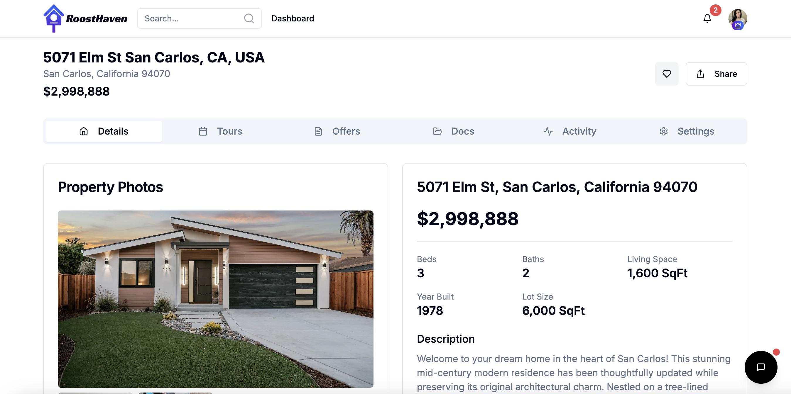 RoostHaven Property Detail Page